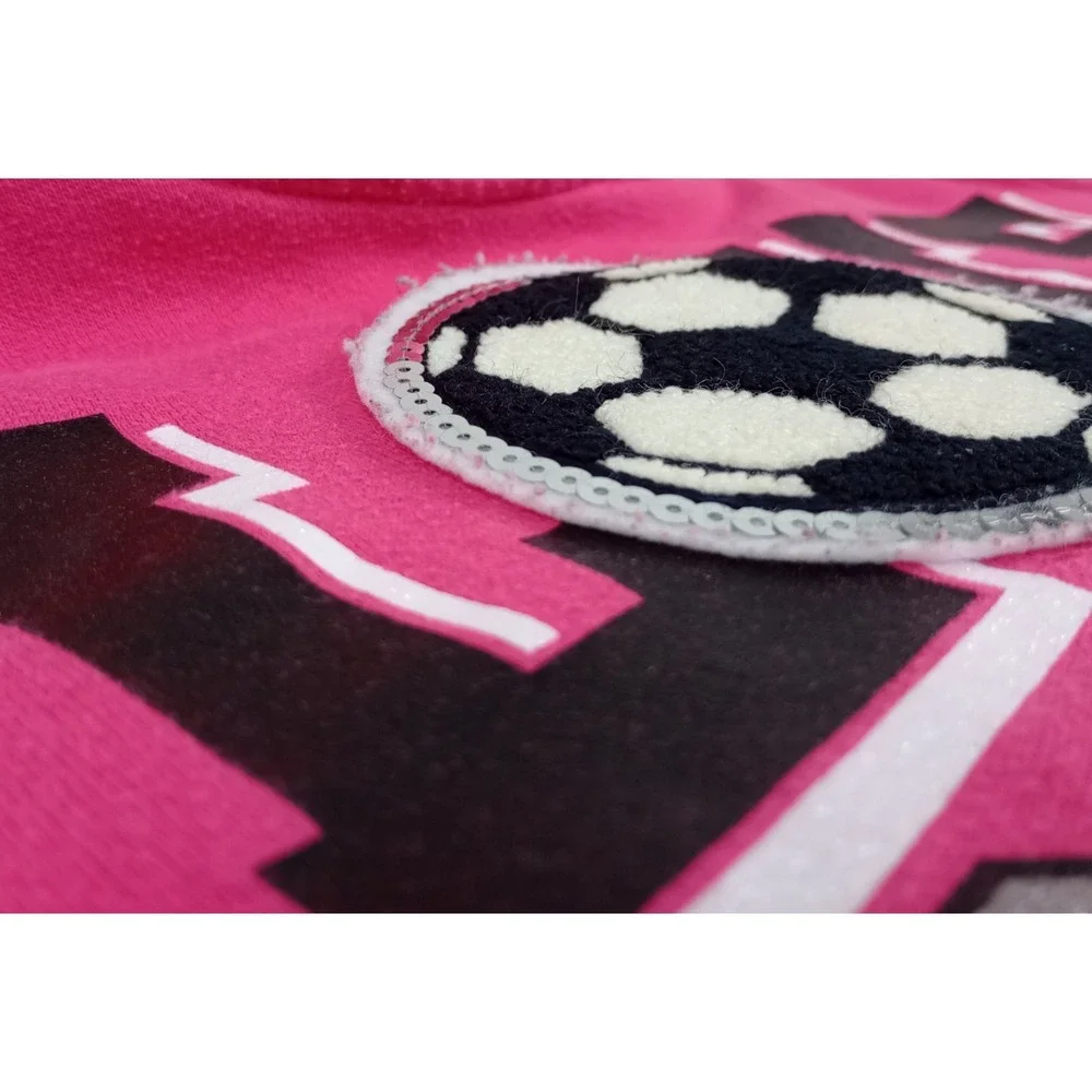 Justice Juniors 16 Hot Pink Love Soccer Crop Hoodie Long Sleeve Sweatshirt